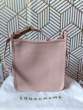 Small Longchamp Blush Pink Pebbled Leather Crossbody Bag
